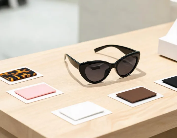 Cat eye sunglasses women displayed in a retail buying context