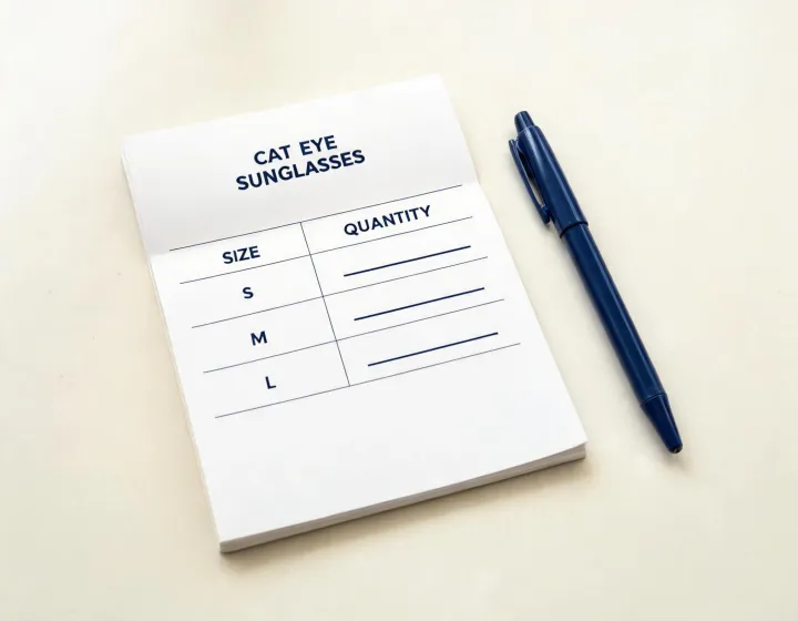 Requirement sheet layout for womens cat eye sunglasses sourcing